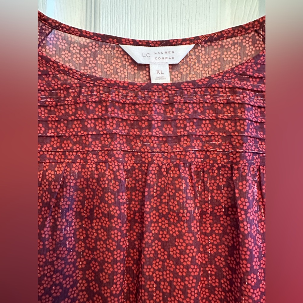 Ladies copper sheer blouse with tiny flowers size XL